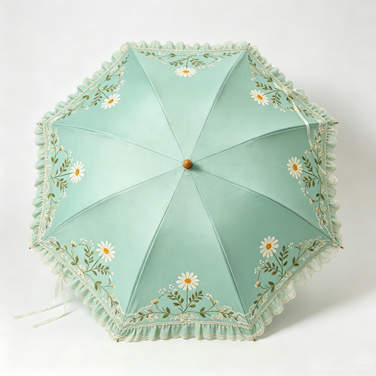 Mint Daisy Lace Parasol
