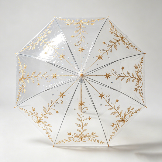 Golden Star Embroidery Umbrella