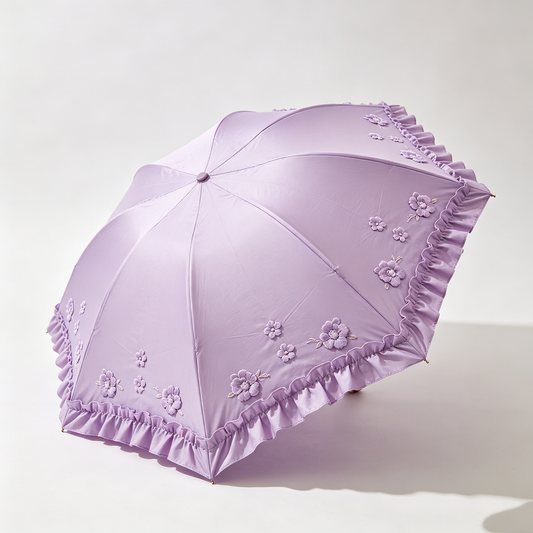 Lavender Floral Ruffle Parasol