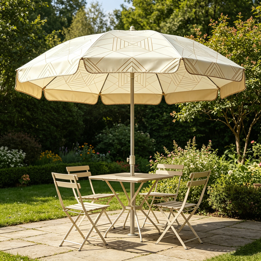 Beige Geometric Patio Umbrella
