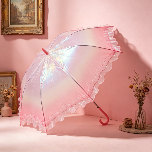 Pink Holographic Lace Umbrella