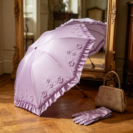 Lavender Floral Ruffle Parasol