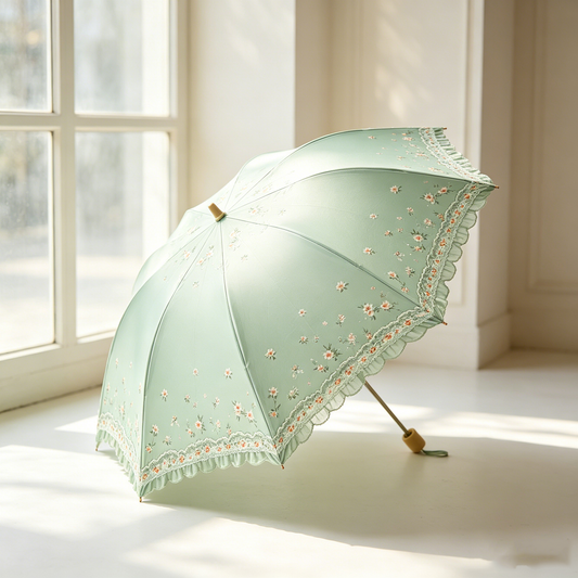 Mint Floral Lace Umbrella