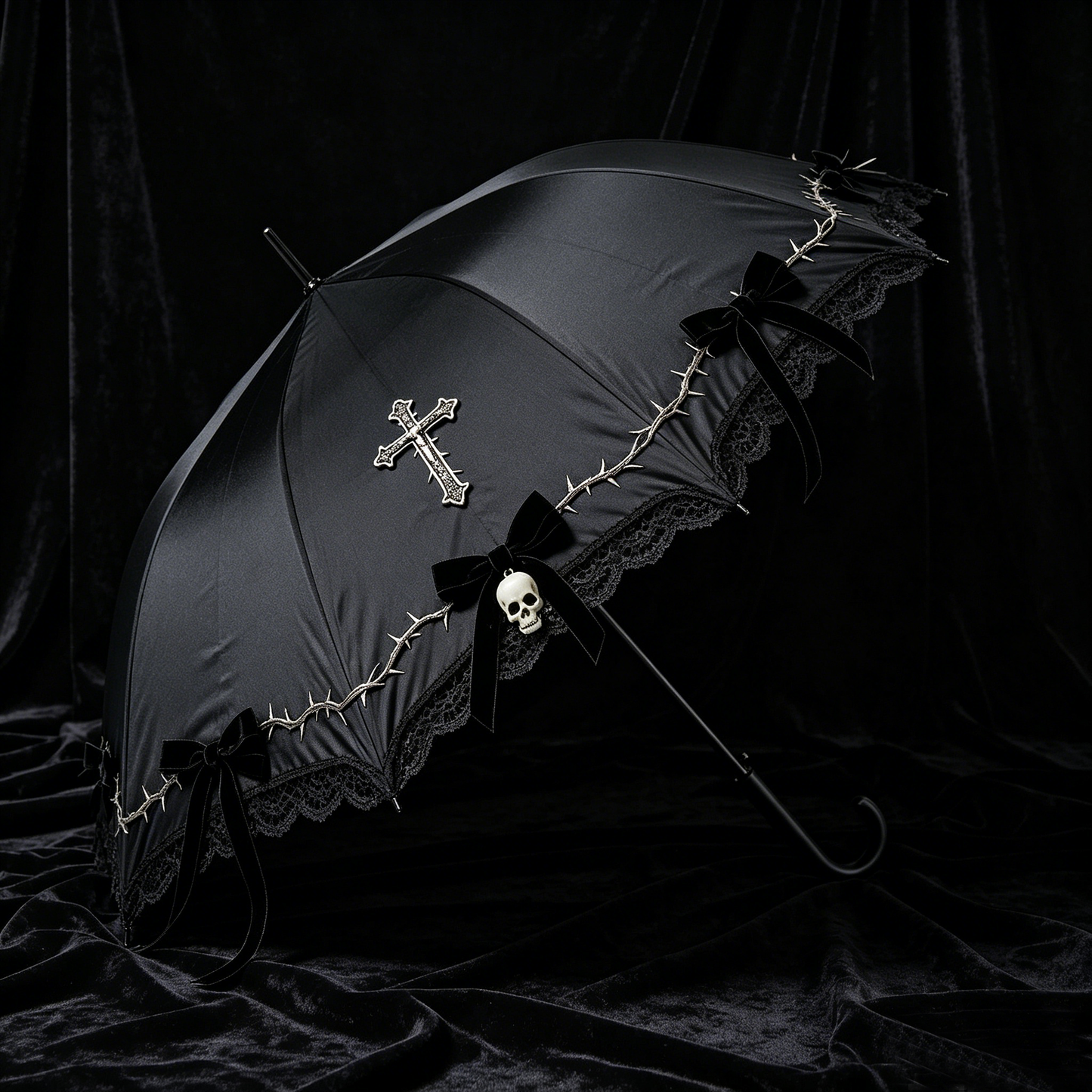 Black Gothic Cross Parasol
