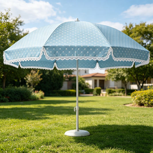 Blue Floral Lace Patio Umbrella