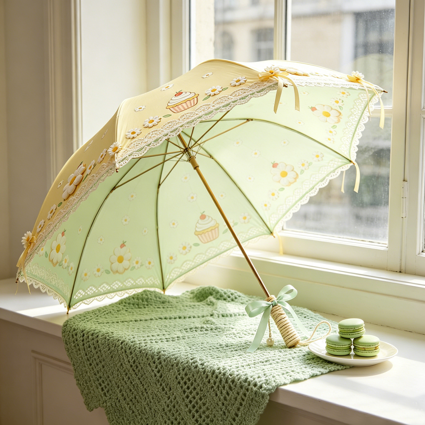 Daisy Cupcake Pastel Parasol