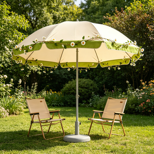 Beige Daisy Vine Patio Umbrella
