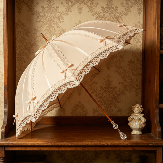 Blush Lace Bow Parasol