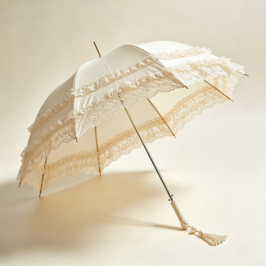 Ivory Lace Ruffle Parasol