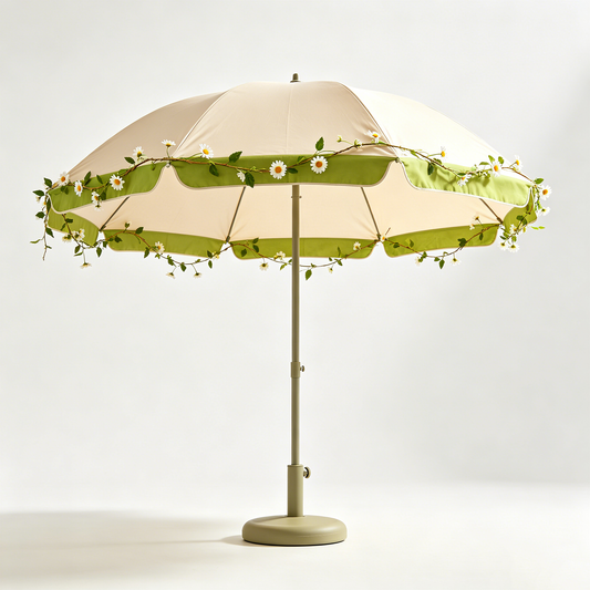 Beige Daisy Vine Patio Umbrella