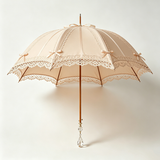 Blush Lace Bow Parasol